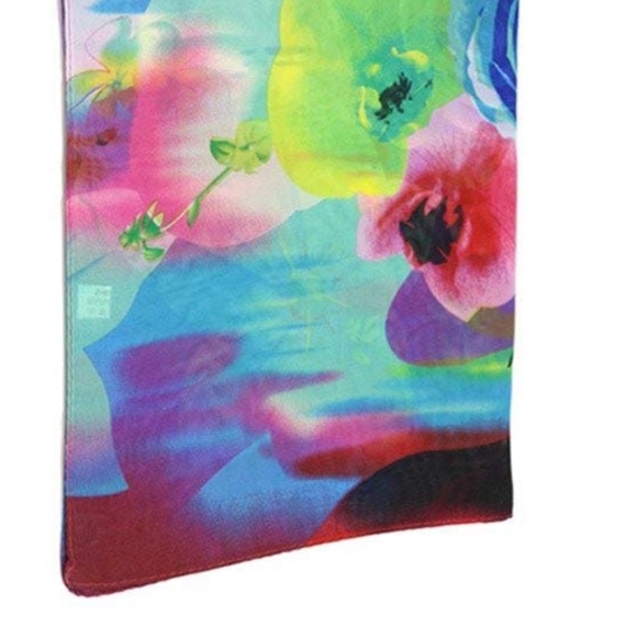 Floral Pastel Chiffon Watercolor Wrap Scarf Shawl - Picture 3 of 6